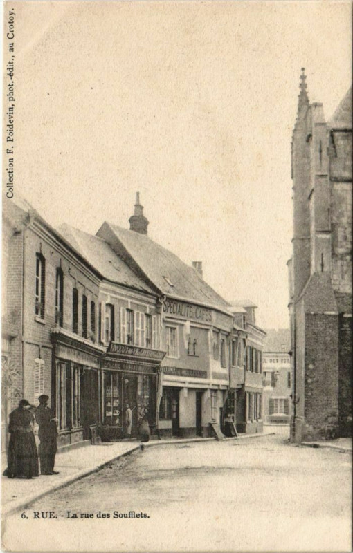 Carte postale ancienne Rue Rue des Soufflets à Rue