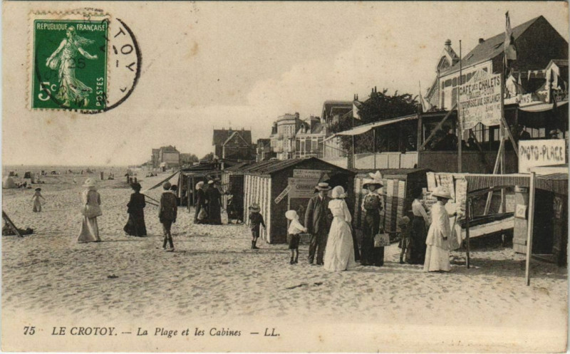 Carte postale ancienne Le Crotoy La Plage et les Cabinets au Crotoy