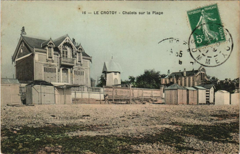 Carte postale ancienne Le Crotoy Chalets sur la Plage au Crotoy
