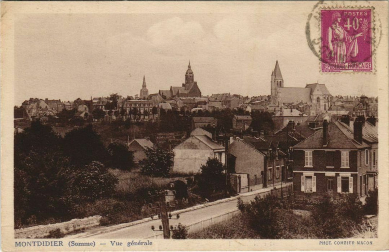 Carte postale ancienne Montdidier vue générale à Montdidier
