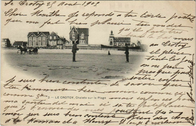 Carte postale ancienne Le Crotoy Chalets sur la Plage au Crotoy