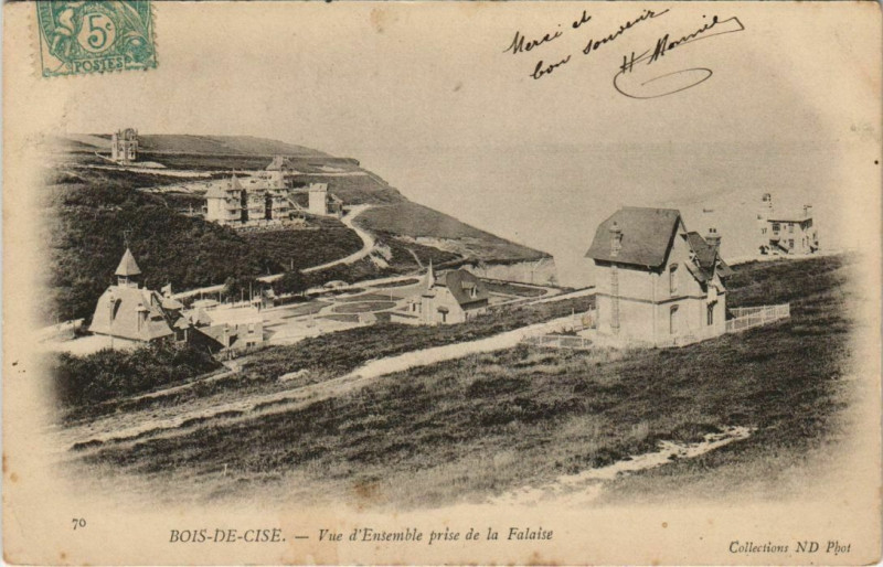 Carte postale ancienne Bois-de-Cise Ve densemble prise de la Falaise