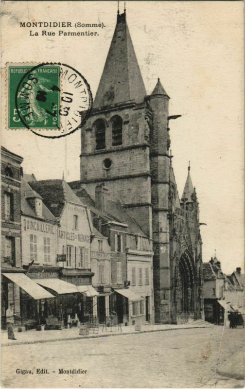 Carte postale ancienne Montdidier Rue Parmentier à Montdidier