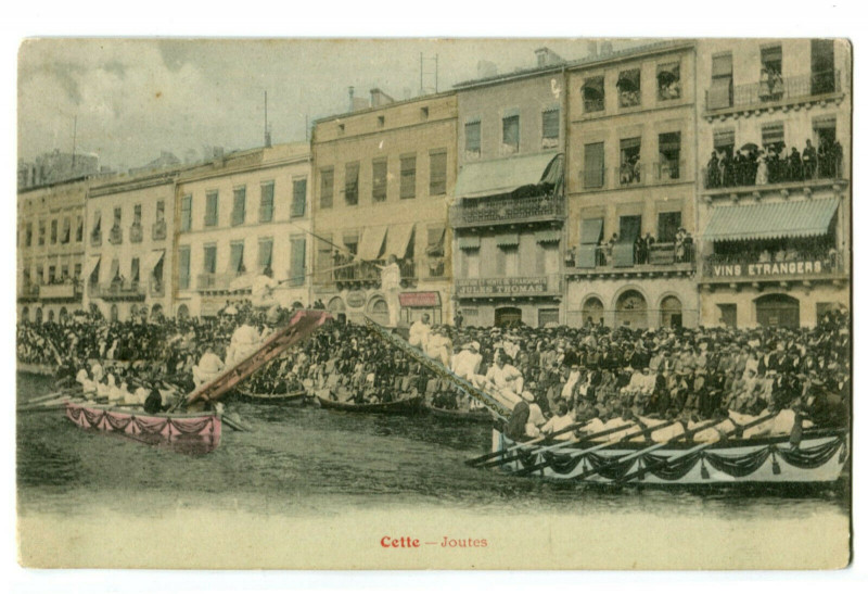 Carte postale ancienne Hérault Sète Cette Joutes animé à Sète