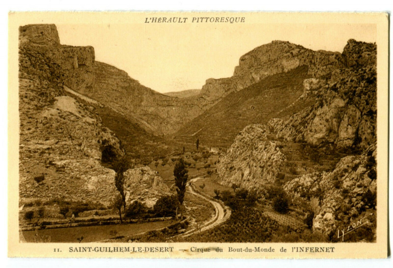 Carte postale ancienne Hérault Saint-Guilhem-le-Désert Cirque du Bout-du-Monde de L'Infernet à Saint-Guilhem-le-Désert