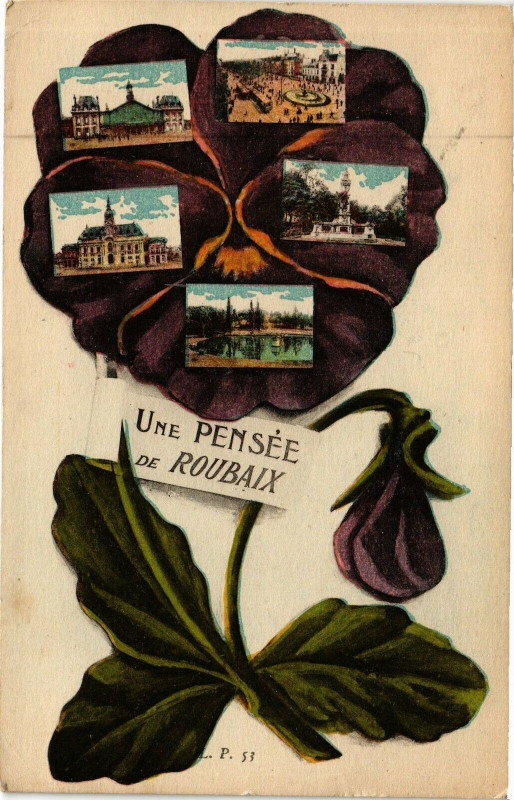 Carte postale ancienne Une pensée de Roubaix à Roubaix