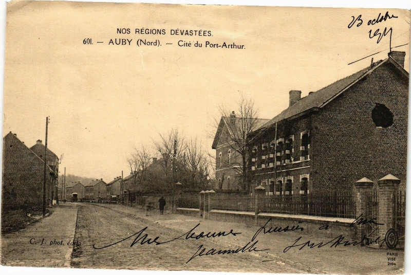 Carte postale ancienne Nos Regions Devastées - Auby - Cite du Port-Arthur à Auby