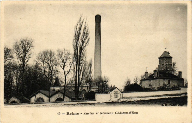 Carte postale ancienne Reims - Ancien et Nouveau Chateau-d'Eau à Reims