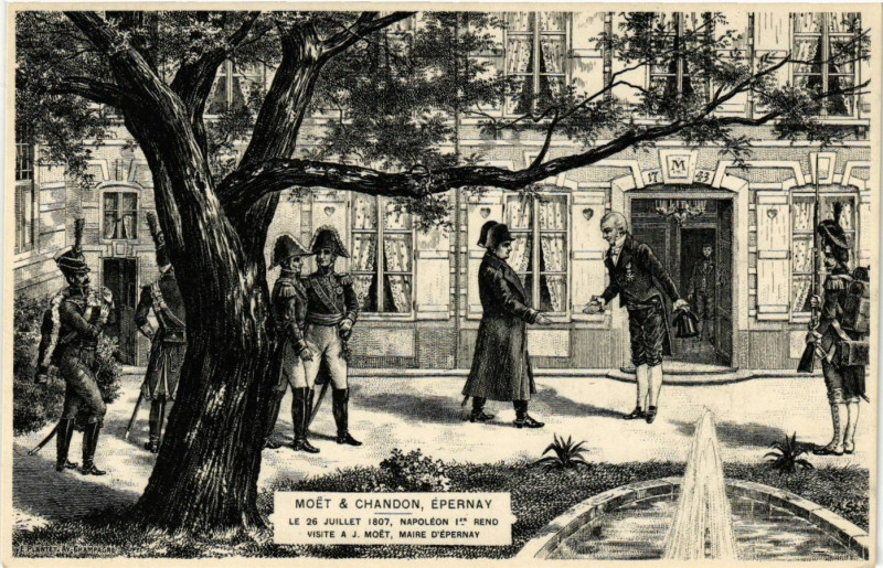 Carte postale ancienne Moet & Chandon Epernay - Le 26 Juillet 1807 Napoleon 1re Rend à Épernay