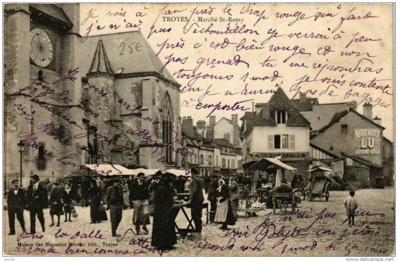 Carte postale ancienne Troyes Marché Saint-Remy à Troyes