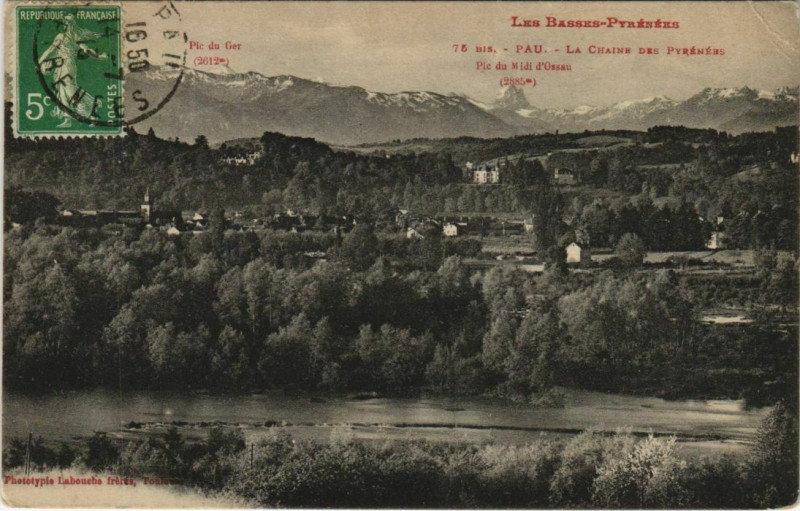 Carte postale ancienne Pau Chaine des Pyrenees France à Pau