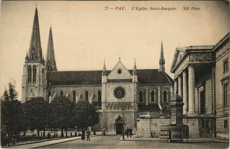 Carte postale ancienne Pau Eglise Saint-Jacques France à Pau