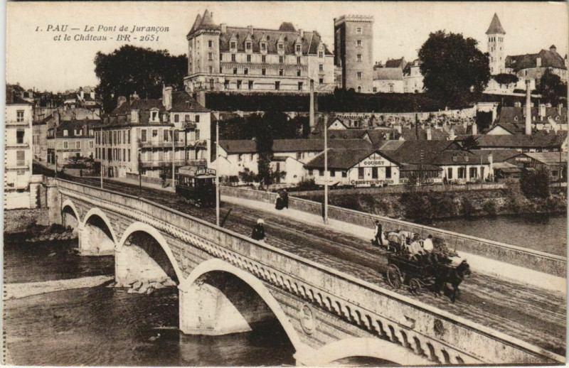 Carte postale ancienne Pau Pont de Jurancon et le Chateau France à Pau