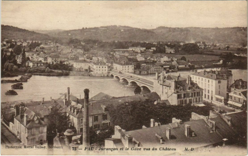 Carte postale ancienne Pau Jurancon et le Gavee France à Pau