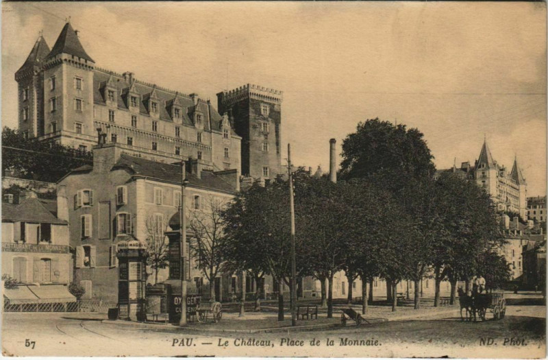 Carte postale ancienne Pau Le Chateau ,Place de la Monnaie France à Pau