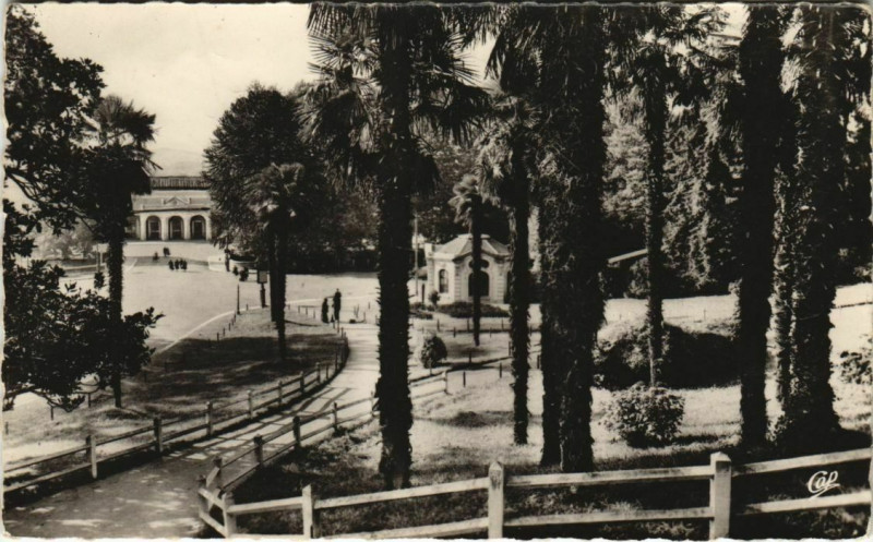 Carte postale ancienne Pau La palmeraie et la Gare France à Pau
