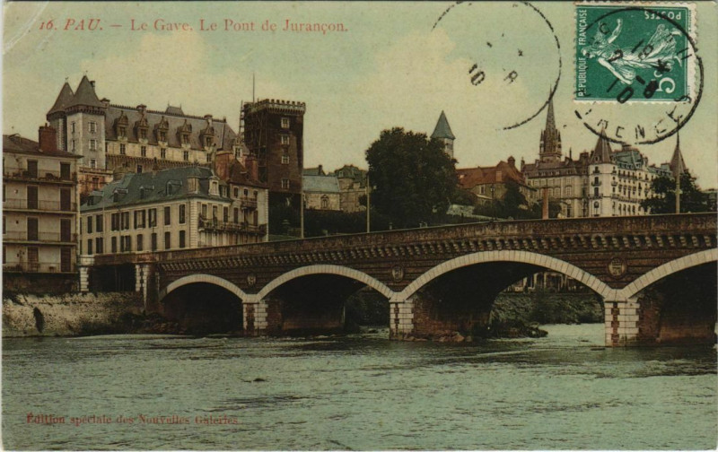 Carte postale ancienne Pau Le Gave, Le Pont de Jurancon France à Pau