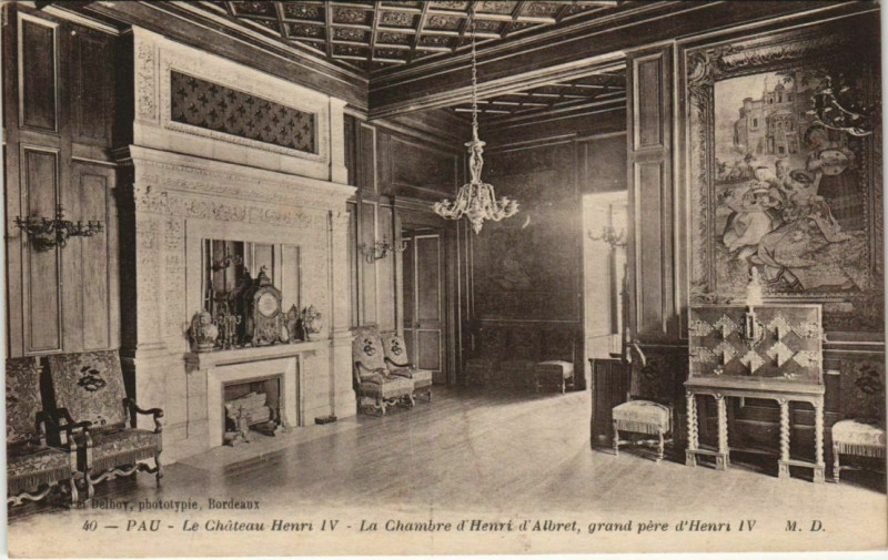 Carte postale ancienne Pau Chateau d'Henri Iv ,Chambre d'Henri Albret France à Pau