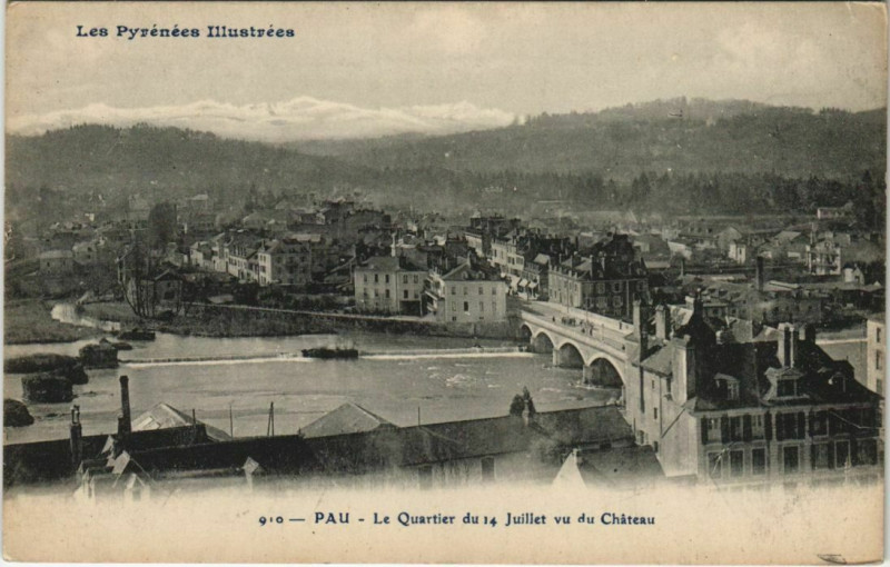 Carte postale ancienne Pau Quartier du 14 Juillet France à Pau