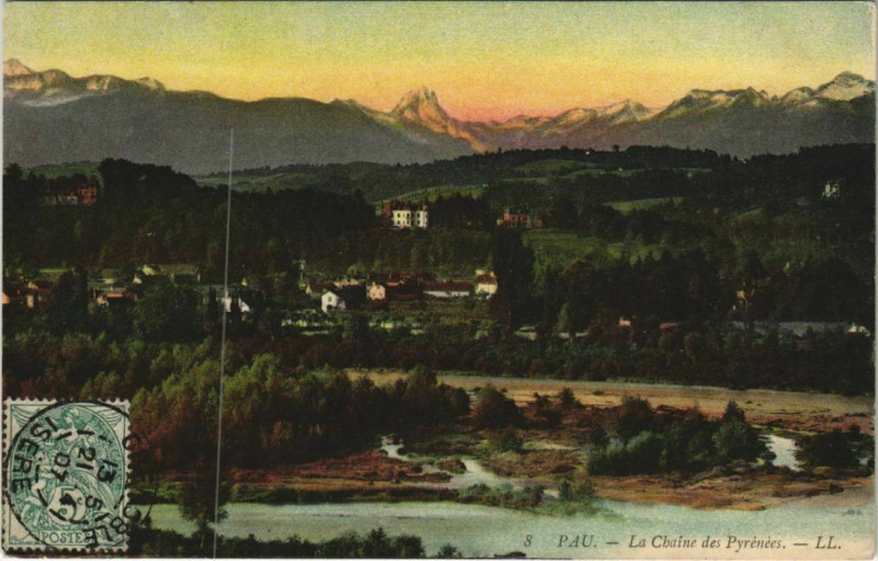 Carte postale ancienne Pau Chaine des Pyrenees France à Pau