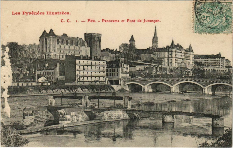Carte postale ancienne Pau Panorama et Pont de Jurancon France à Pau