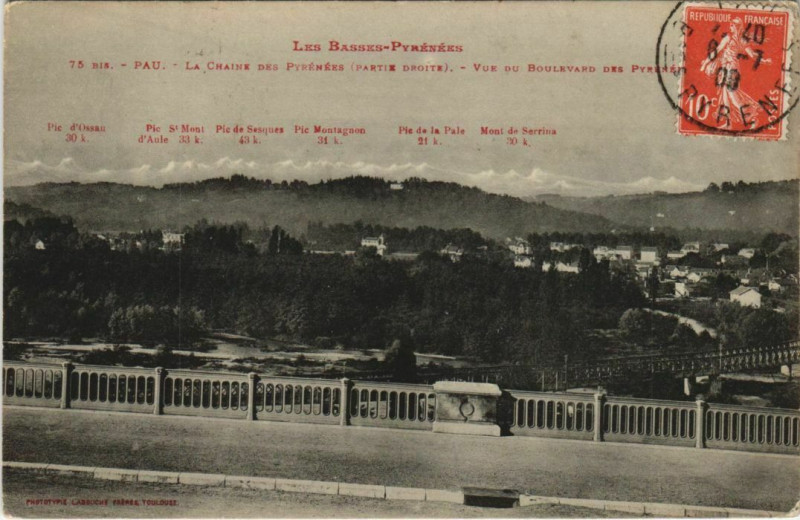 Carte postale ancienne Pau Chaine des Pyrenees France à Pau