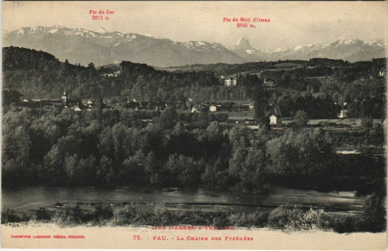 Carte postale ancienne Pau Chaine des Pyrenees France à Pau