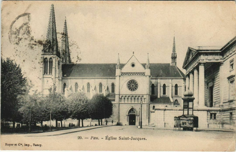 Carte postale ancienne Pau Eglise Saint-Jacques France à Pau