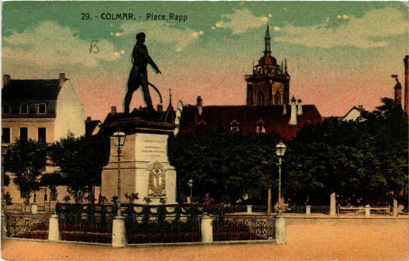 Carte postale ancienne Colmar - Place Rapp à Colmar
