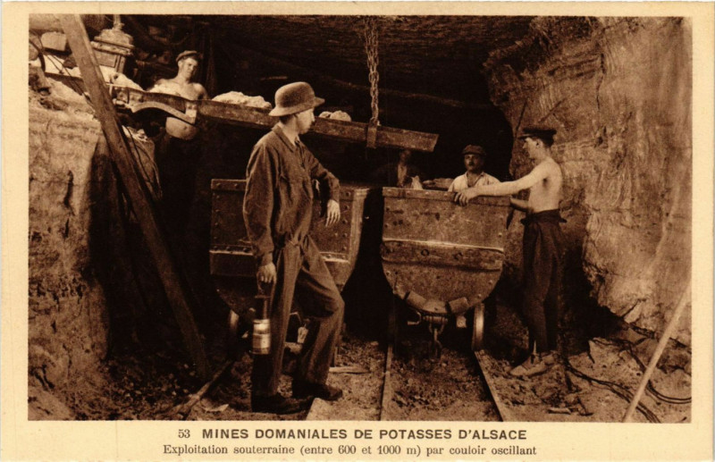 Carte postale ancienne Mines Domaniales de Potasses d'Alsace Exploitation souterraine