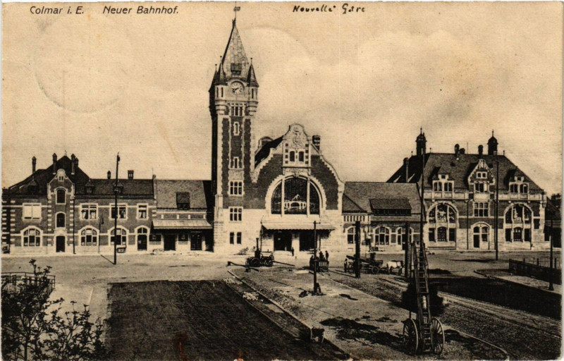 Carte postale ancienne Colmar i. E. - Neuer Bahnhof à Colmar