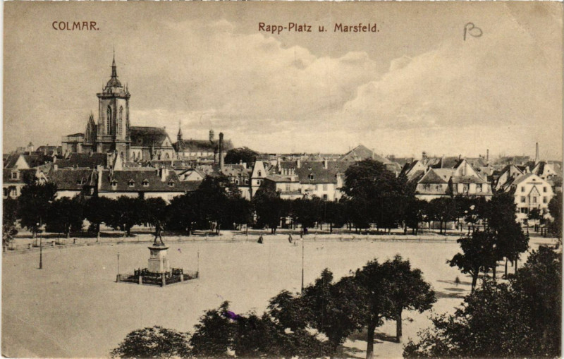 Carte postale ancienne Colmar - Rapp-Platz u. Marsfeld à Colmar