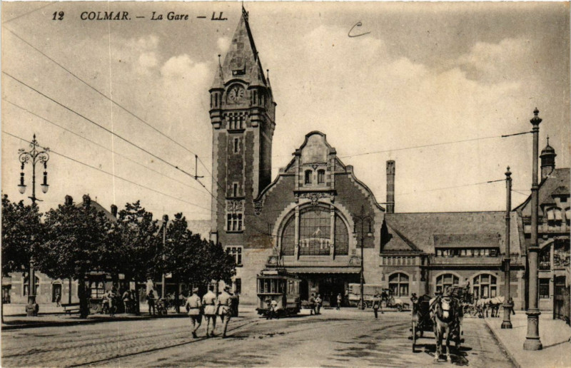 Carte postale ancienne Colmar - La Gare à Colmar