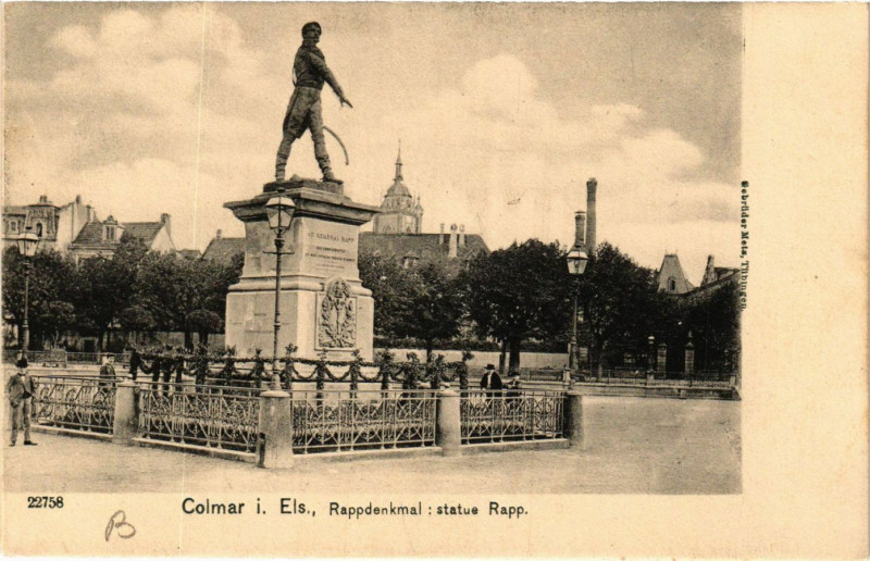 Carte postale ancienne Colmar i. Els. - Rappdenkmal statue Rapp à Colmar