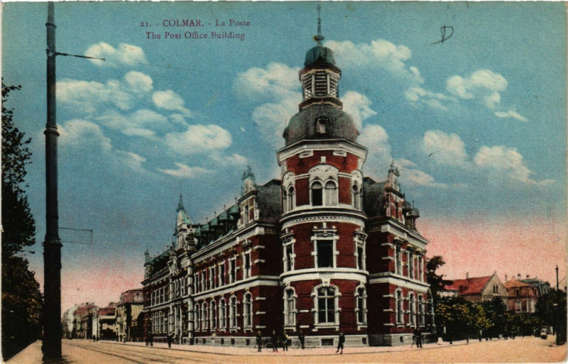 Carte postale ancienne Colmar - La Poste - The Post Office Building à Colmar