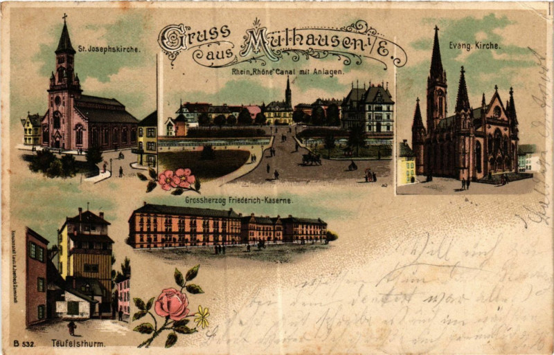 Carte postale ancienne Gruss aus Mulhausen i/E