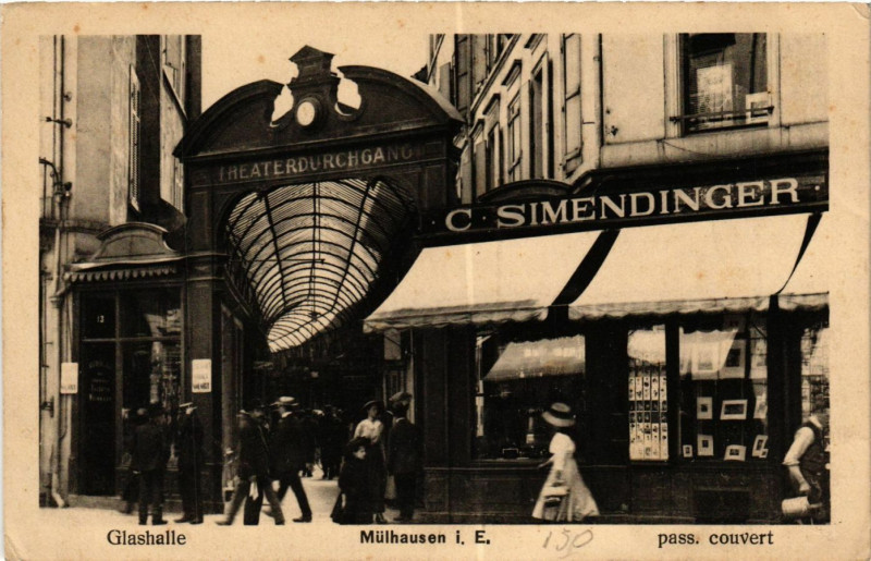 Carte postale ancienne Glashalle - Mulhausen i. E. pass. couvert