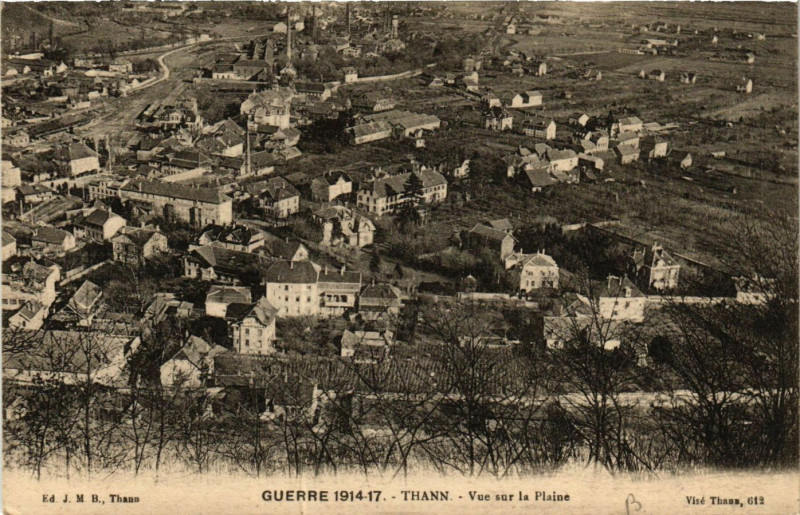 Carte postale ancienne Guerre 1914-17 - Thann - Vue sur la Plaine à Thann