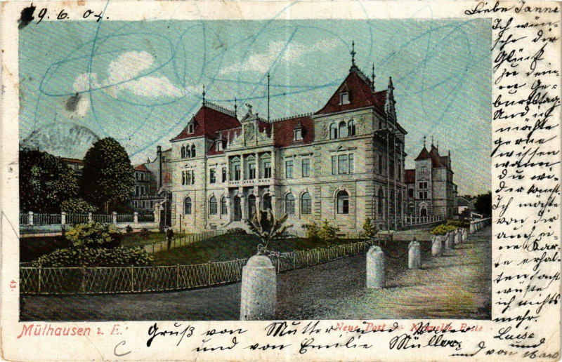 Carte postale ancienne Mulhausen i. E. - Neue Post - Nouvelle Poste