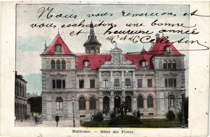 Carte postale ancienne Mulhouse - Hotel des Postes à Mulhouse
