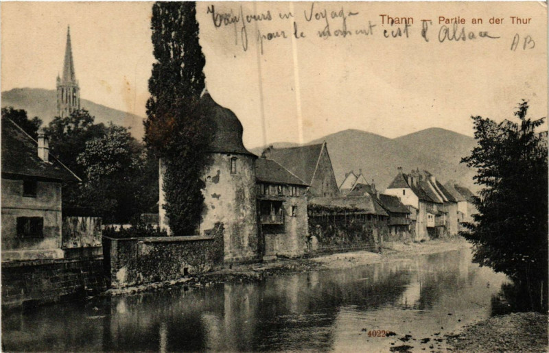 Carte postale ancienne Thann - Partie an der Thur à Thann