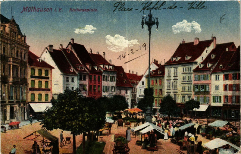 Carte postale ancienne Mulhausen i. E. - Rathausplace