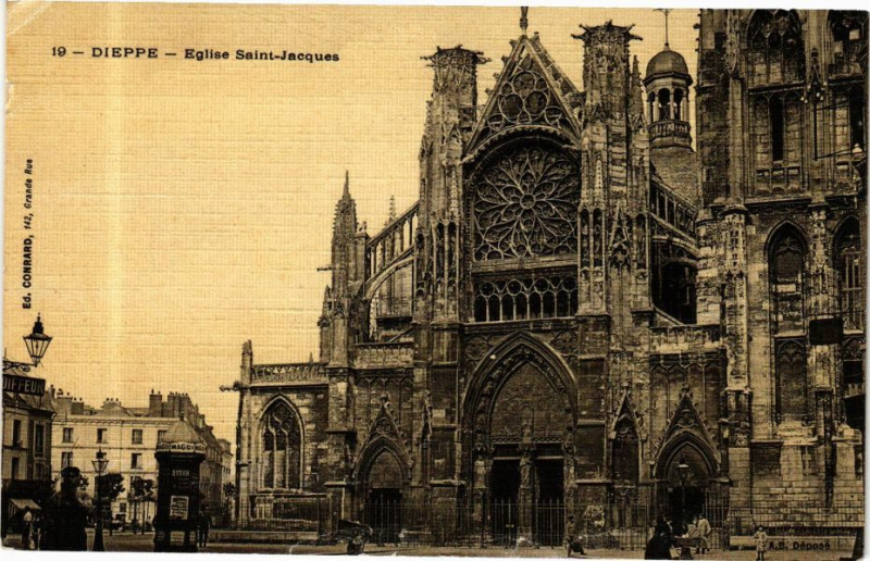 Carte postale ancienne Ed. Aqua 19 Dieppe Eglise Saint-Jacques à Dieppe