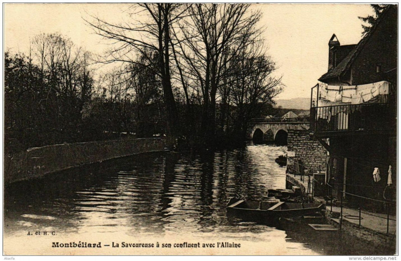 Carte postale ancienne Montbéliard La Savoureuse a son confluent avec l'Allaine