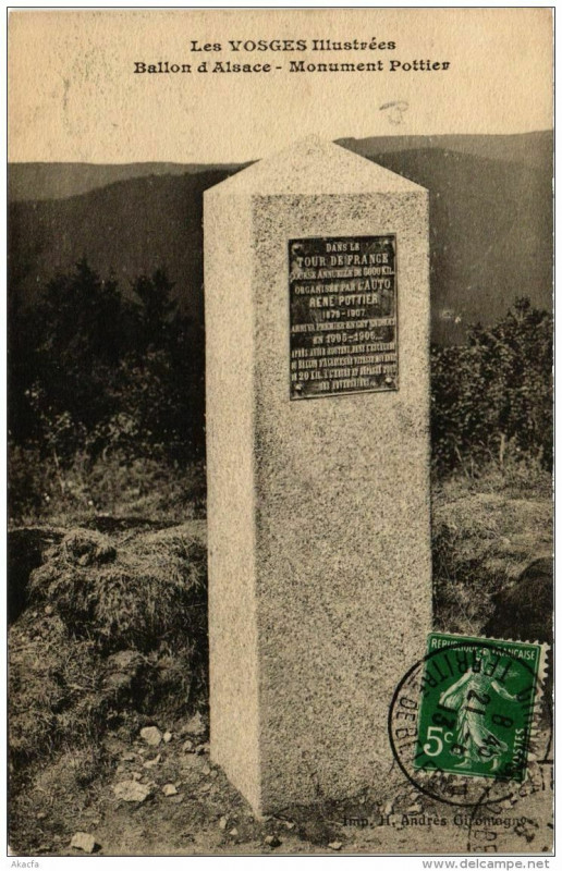 Carte postale ancienne Ballon d'Alsace Monument Pottier