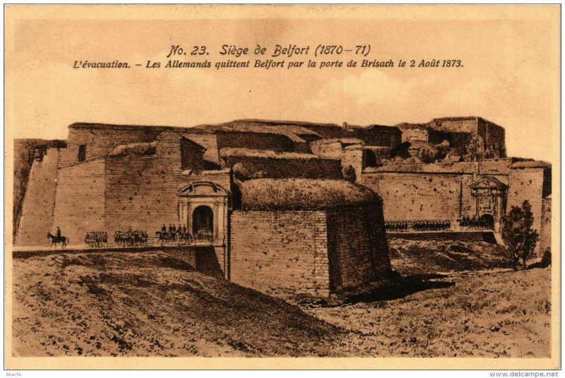 Carte postale ancienne Siege de Belfort L'evacuation Les Allemands quittent Belfort à Belfort