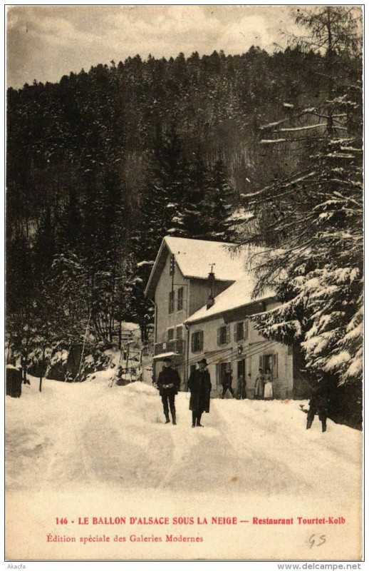 Carte postale ancienne Le Ballon d'Alsace sous la neige Restaurant Tourtet-Kolb