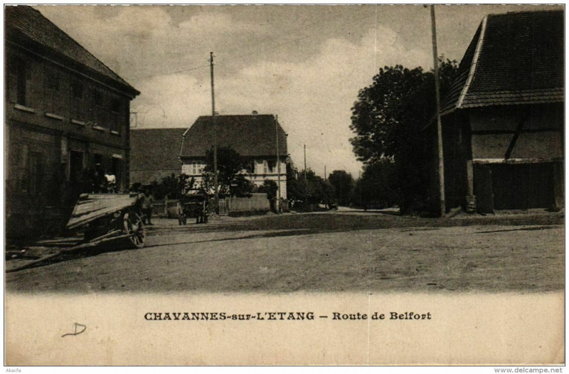 Carte postale ancienne Chavannes-sur-l'Etang Route de Belfort à Belfort