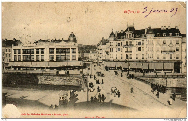 Carte postale ancienne Belfort Avenue Carnot à Belfort