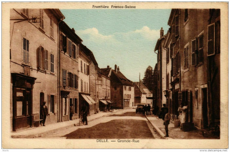 Carte postale ancienne Delle Grande-Rue à Delle